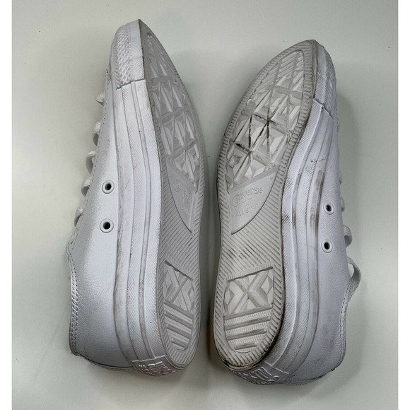 Converse All Star Leather Low Top Sneakers Size 8 Women's White Lace Up - Picture 6 of 8